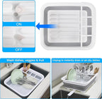 Collapsible Dish Drying Rack with Drain Plug Tube, Portable Dish Drainers for Kitchen Counter, Folding Dish Rack Over Sink Dr