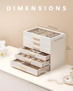 Lolalet Jewelry Box Organizer, 6-Layer Jewelry Organizers and Storage Case with Glass Lid, Ring Earring Bracelet Necklace Hol