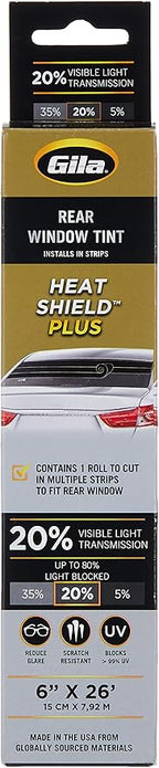 Gila Heat Shield Plus 20% VLT Rear Window Tint, 6in x 26ft