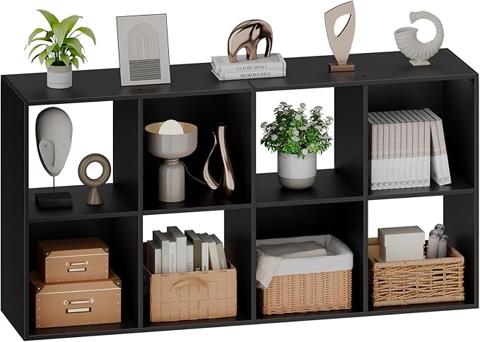 Sweetcrispy 8 Cube Storage Organizer - Open Cube Bookshelf with 4 Removable Back Panels, Display Storage Bookcase for Living 