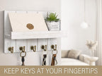 Rebee Vision Farmhouse Key Holder for Wall - Decorative Mail Organizer & Key Rack Wall Mount - Elegant 5 Sturdy Key Hooks wit