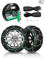 YHTAUTO Set of 2 Snow Chains 12mm for Pickup Truck SUV Passenger Car Universal Fit Tire Chains Auto-Tightening Quick Installa