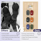 SWTYMIKI Over Door Hat Organizer - Wall Mounted Hat Rack with 6 Hooks and Metal Basket Design, Hanging Baseball Cap Organizer