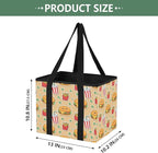 Kawaii Fast Food Reusable Grocery Bags Large Shopping Tote Bag with Reinforced Bottom Board, Water Resistant Foldable Storage