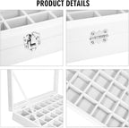 Vicoter Velvet Jewelry Tray 48 Compartments Jewelry Display Organizer with Transparent Cover Rings, Earrings, Necklaces, Pend