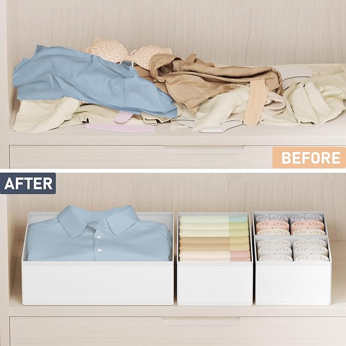 DIMJ Drawer Organizer Clothes Storage - 24 Pack Baby Dresser Organizer for Nursery, Small Fabric Closet Drawer Organizer Bins
