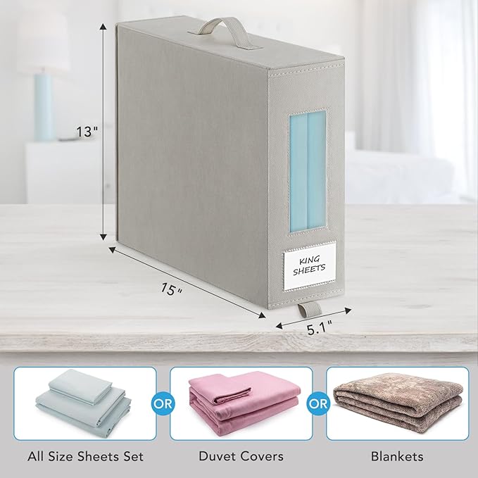 12 Pcs Bed Sheet Organizers and Storage, Large Size Sheet Set Organizers (Queen & King) Duvet Covers Blanket Storage for Line