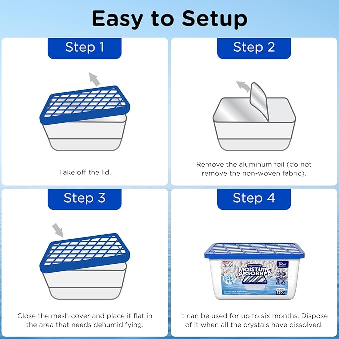 W&E Choice Moisture Absorbers, Portable Humidity Absorber Boxes for Your Bathroom, Closet & Car, Dehumidifier with Fragrance