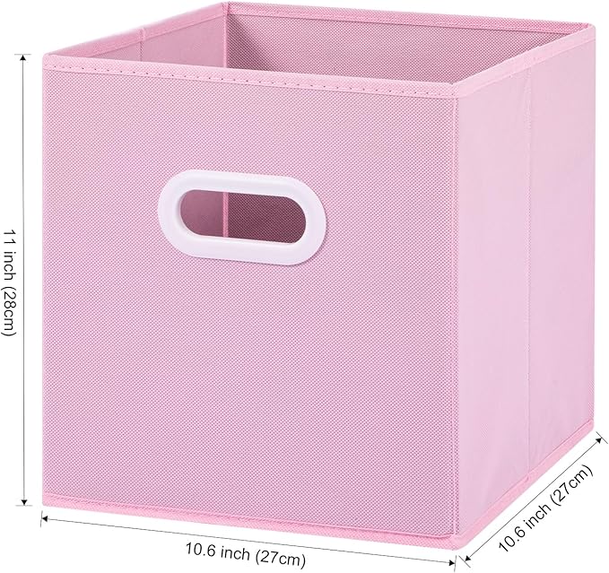 Stero Fabric Storage Cubes Bins, 11 inch Fun Colored Foldable Storage Baskets with Dual Plastic Handle for Home, Kids Room, C