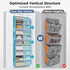 2 Pack 5-Tier Over The Door Organizer with 10 Side Mesh Pockets & Clear Windows, 80 lbs Weight Capacity Hanging Storage for B
