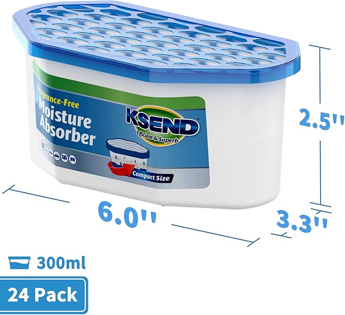 Moisture Absorbers, 24 Pack, Compact Dehumidifier for Closet, Efficient Humidity Absorber Boxes, Moisture Absorber for