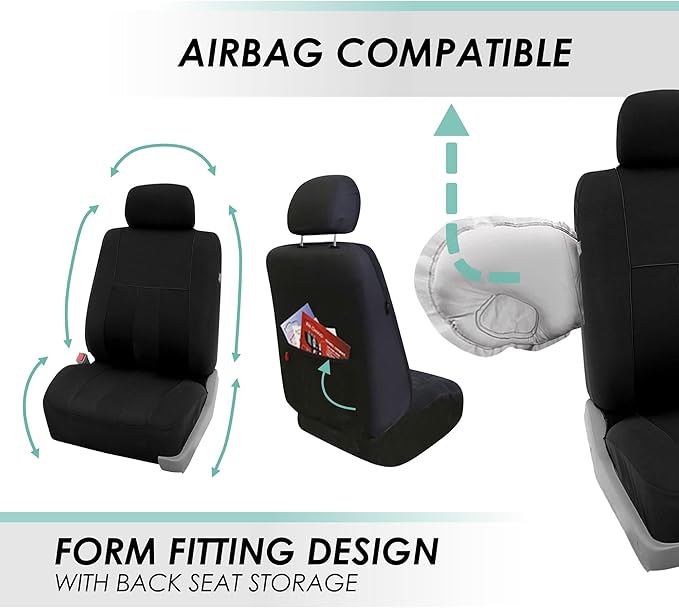 FH Group Car Seat Cover Full Set Striking Striped Car Seat Covers with Front Seat Covers and Rear Split Bench, Universal Fit 