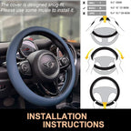 PINCTROT Nappa Leather Steering Wheel Cover, Slim Fit No Bulk Design, One Piece Leather with Breathable Perforation, Fit Like