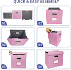 2 Pack Hanging File Folder Box with Lid, Durable Letter Size Filing Storage Box, Sturdy Magazine File Holder with Cardboard S