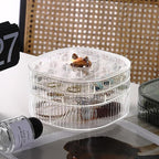 HALAFE Jewelry Box, 3-Layer Acrylic Jewelry Organizer with Cat Shape Handle, Clear Jewelry Boxes for Women Girls, Make up Org