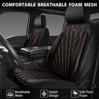 CAR PASS Thick Foam 3D Air Mesh Leather Car Seat Covers Front Seats Only, Breathable Premuim Leather Two Front Seat Cover, Ai