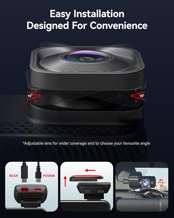 REDTIGER ViewClear 70 4K+2.5K Dash Cam Front and Rear, 8MP STARVIS 2 IMX678 x Noctura™ Sensor, Dual HDR Hyper Night Clarity, 