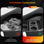 for 2024 Hyundai Palisade Lower Console Organizer for 2023-2025 Palisade SE/SEL/XRT/Limited/Calligraphy Under Console Tray Palisade Accessories (23-25 Palisade TPE Under Organizer w/Cup Holder)
