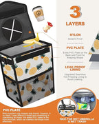 Car Trash Can with Lid, Cute Leakproof Car Trash Garbage Bag Hanging Vehicle Trash Bin Small Portable Automotive Garbage Cans Organizer for Back/Front Seat/Console(2.8 gal,Pineapple Print