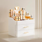 HBlife Makeup Organizer for Vanity with 2 Drawers, Large Bathroom Countertop Cosmetics Organizer Skin Care Storage, Easy to S