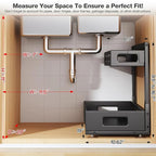 2 Pack 19IN-Depth Under Sink Organizer,Pull Out Cabinet Organizer With Smooth Cylindrical Rail,Metal Slide Out Drawer for Kit