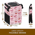 Pink Bow Car Trash Can with Lid Collapsible Reusable Waterproof Car Garage Bag,Automotive Garbage Can,Car Accessories Interior Car Organizer