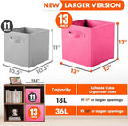 ShellKingdom Foldable Fabric Storage Cubes and Cloth Organizer Drawer for Closet and Toys, 13 X 13 X 13 INCH, 6 Pack (Fuchsia
