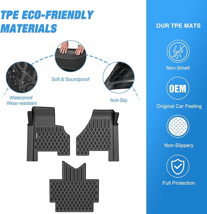 Nilight TPE Floor Mats for Freightliner Cascadia 2018 2019 2020 2021 2022 2023 All Weather Custom Fit Heavy Duty Floor Liners