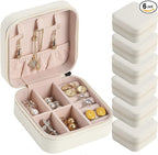 Travel Jewelry Case Bridesmaid Gifts Box,6 Pack Small Jewelry Box Mini Jewelry Organizer,PU Leather Portable Earring Storage 
