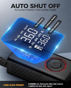 Tire Inflator Portable Air Compressor with Type-C Charging, Digital Pressure Gauge, LED Light, Smart Air Pump for Car, Motorcycle, Bike, Ball