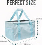 Extra Large Utility Tote Bag - Oversized Collapsible Tote with Wire Frame, Durable Reusable for Beach, Groceries, Laundry, Car Trunk, Storage and Travel - Includes 5x7 Bag with Hook - Light Blue