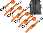 Upgraded 1'' x 8' Tie Down Straps, Cargo Roof Rack Strap Cam Buckle with Hooks, Heavy Duty Secure Strap, Orange - Pack of 4