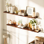Floating Shelves for Wall Rustic Farmhouse 55 Inch Floating Shelf Bathroom Wooden Shelves for Wall Mounted Live Edge Pine She