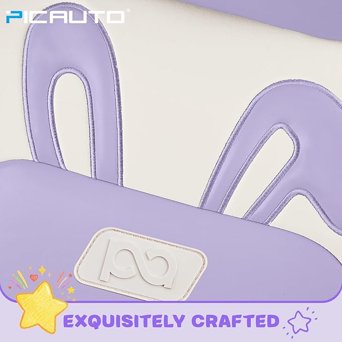 PIC AUTO Car Seat Covers, Cute Rabbit Premium Purple Leather Seat Covers, Universal Fit Front Seat Covers for Cars, Trucks, S