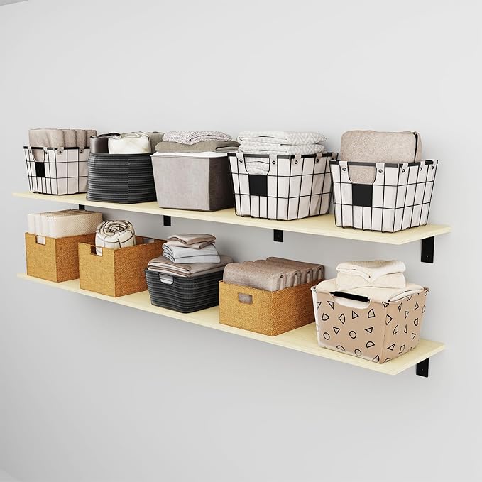 Floating Shelf Board for Wall 5/8" –1 Pack Board Only, No Brackets – 72" L x 10" W x 0.6" T Lite Oak Melamine Wood Floating S