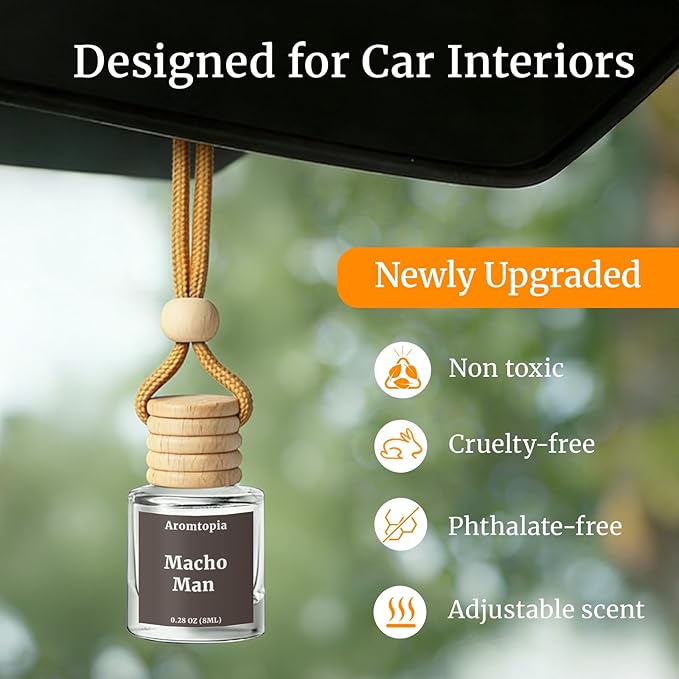 Car Air Freshener Hanging, Aromtopia Car Fragrance Diffusers, Black Rose & Oud Scents, Long-Lasting, Car Odor Eliminator for 