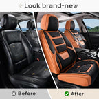Coverado Car Seat Covers Full Set, Seat Covers for Cars, Front Seat Covers and Back Seat Cover Waterproof Leather Automotive 