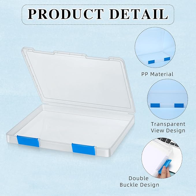 PerKoop 6 Pcs Clear Paper Storage Box A4 Plastic File Box Document Paper Organizer Storage Board Game Project Cases Container