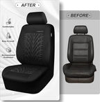 CAR PASS Car Seat Covers Two Front Only for Car, 3D Tyre Print Automotive Interior Covers, Airbag Compatible, Quick Setup Uni
