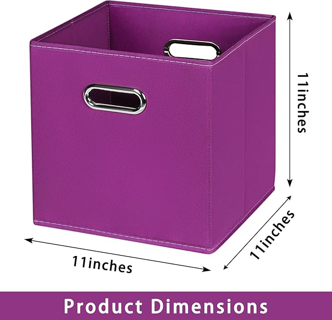 Fabric storage bins Cubes, Fabric Cube Organizer with Handle, Foldable Cube Bins for Cloth or Accessary Storage, 11x11x11, Se
