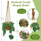 Crochet Car Air Freshener, 15ml Empty Refillable Oil Diffuser Bottle with Hanging Crochet Plant for Car Rearview Mirror Decor