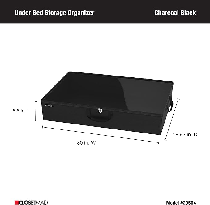 ClosetMaid 20504 Foldable Underbed Storage Bag with Handles, Zipper Closure and Clear Window for Sweaters, Shoes, Blankets wi