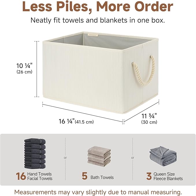 StorageWorks Collapsible Storage Bins, Closet Organizer Bins for Clothes, Fabric Shelf Baskets and Storage, Beige, White & Iv