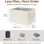 StorageWorks Collapsible Storage Bins, Closet Organizer Bins for Clothes, Fabric Shelf Baskets and Storage, Beige, White & Iv