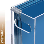 Hanging File Folder Organizer, Acrylic File Organizer Box for Legal Size Hanging File Folders, Clear Filing Holder with Handl