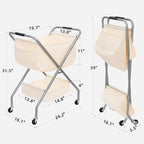 STORAGE MANIAC Collapsible Laundry Cart with Wheels 31.5"H Rolling Laundry Hamper Clothes Basket with Wheels, Canvas Liner St