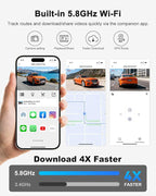 Dash Cam Front and Rear, 4K FHD Dual Dash Camera for Cars Built-in 5G WiFi GPS, 64GB Card Included, Car Camera with 3" IPS To