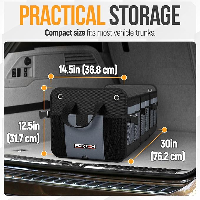 FORTEM Trunk Organizer For SUV Car Organizer and Storage, Multi-Compartment Storage Bag Car Accessories for Women Men, Perfect