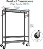 VIPEK R3 Plus Rolling Clothes Rack with Locking Wheels, Portable Closet for Hanging Clothes Heavy Duty Garment Rack with Adju