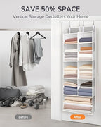 ULG Over the Door Organizer, 5-Tier Extra Large Hanging Storage with 10 Mesh Pockets, 100 lbs Capacity, Heavy Duty Door Organ